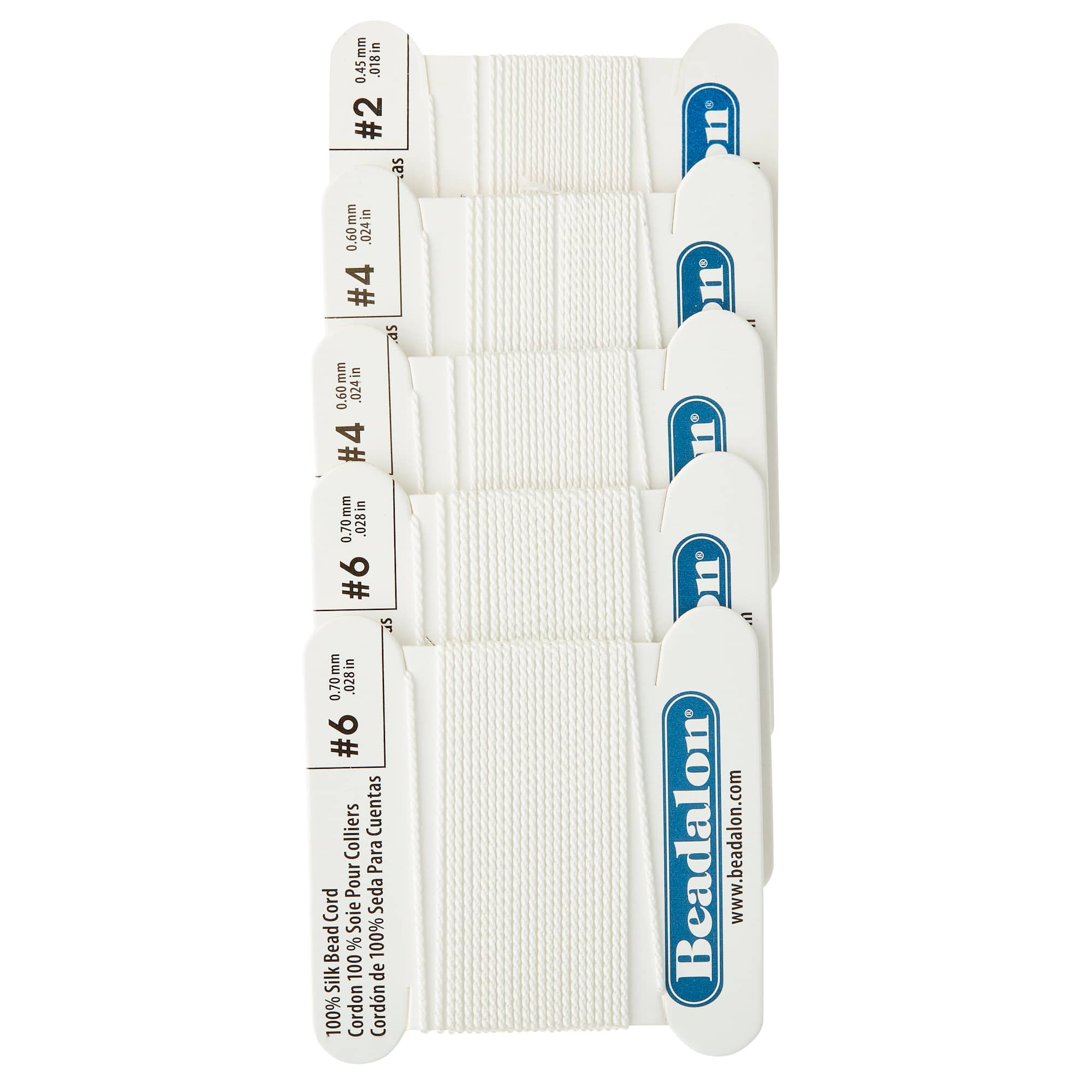 6 Packs: 5 ct. (30 total) Beadalon® White Silk Bead Cord Variety Pack